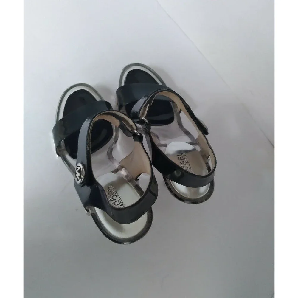Michael Kors Black‎ Patent Leather Heels Lucite Platform Sandals